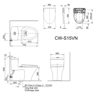 Bồn cầu INAX AC-900R+CW-S15VN nắp rửa cơ - ảnh 2