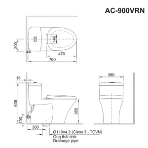 Bồn cầu INAX AC-900VRN-2 1 khối Aqua Ceramic nắp mỏng - ảnh 2