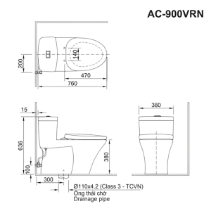 Bồn cầu INAX AC-900VRN (AC900VRN) 1 khối men Aqua Ceramic - ảnh 2