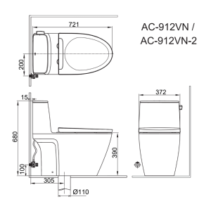 Bồn cầu INAX AC-912VN 1 khối xả gạt Aqua Ceramic dòng S200 - ảnh 2