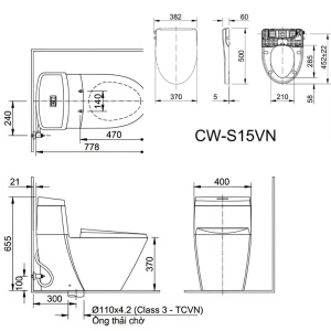 Bồn cầu INAX AC-919R+CW-S15VN nắp rửa cơ cao cấp - ảnh 2