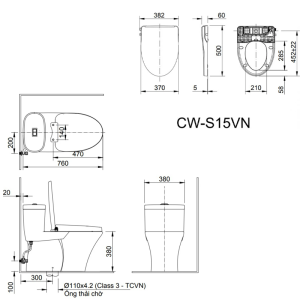 Bồn cầu INAX AC-959A+CW-S15VN nắp rửa cơ - ảnh 2