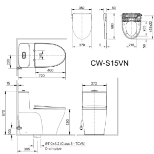 Bồn cầu INAX AC-989+CW-S15VN nắp rửa cơ Aqua Ceramic - ảnh 2
