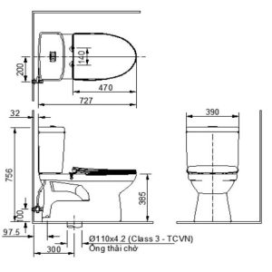 Bồn Cầu INAX C-504VAN-2 (C504VAN-2) 2 Khối Nắp Êm - ảnh 2