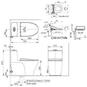Bồn cầu nắp điện tử INAX AC-989+CW-H17VN cao cấp - ảnh 2