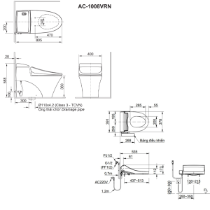 Bồn cầu nắp rửa điện tử INAX AC-1008R+CW-H18VN Aqua Ceramic - ảnh 2