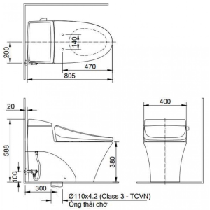 Bồn cầu thông minh INAX AC-1017R+CW-KA22AVN xả gạt - ảnh 2