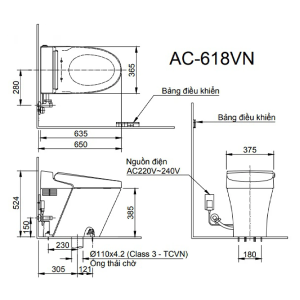Bồn cầu thông minh INAX AC-618VN (AC618VN) Satis S - ảnh 2