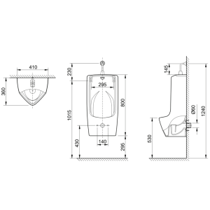 Bồn tiểu nam INAX U-411V treo tường - ảnh 2