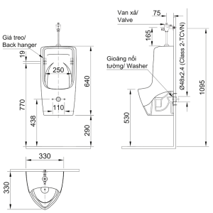 Bồn tiểu nam INAX U-431VR treo tường - ảnh 3