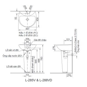 Chân Chậu Lavabo Đứng INAX L-288VD Cao Cấp (L288VD) - ảnh 3