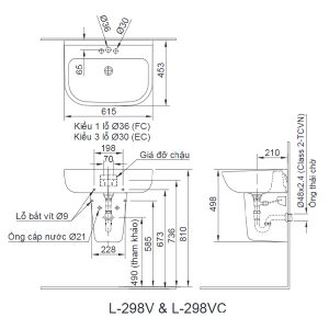 Chân Chậu Lavabo Ngắn INAX L-298VC Gắn Tường Cao Cấp - ảnh 2