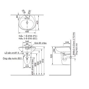 Chân Chậu Ngắn Lavabo INAX L-284VC Gắn Tường Trắng - ảnh 3