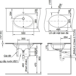 Chậu Rửa Lavabo Inax AL-2216V Âm Bàn Men Aqua Ceramic - ảnh 2