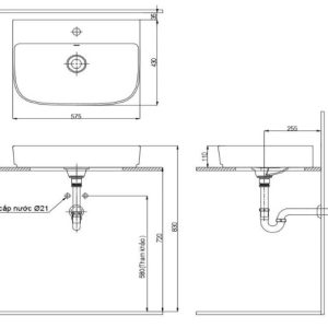 Chậu Rửa Lavabo Inax AL-632V Đặt Bàn AquaCeramic - ảnh 2