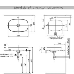 Chậu Rửa Lavabo Inax AL-642V Đặt Bàn Men Aqua Ceramic - ảnh 3