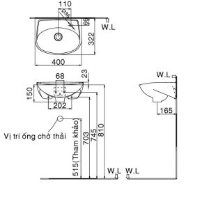 Chậu Rửa Lavabo Inax L-280V Treo Tường Cỡ Nhỏ - ảnh 2