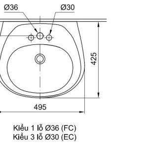 Chậu Rửa Lavabo Inax L-284V Treo Tường 495x425 mm - ảnh 2