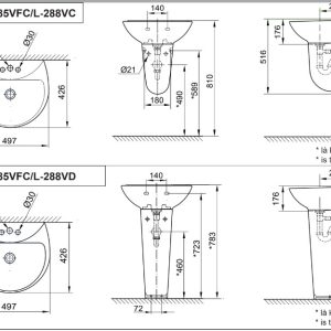 Chậu Rửa Lavabo Inax L-285V Treo Tường 497x426 mm - ảnh 2