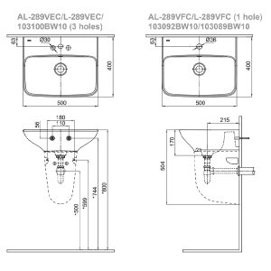 Chậu Rửa Lavabo Inax L-289V Treo Tường KT 500x400 mm - ảnh 2