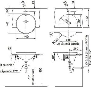 Chậu Rửa Mặt Lavabo Inax AL-333V Bán Âm Men Aqua Ceramic - ảnh 2
