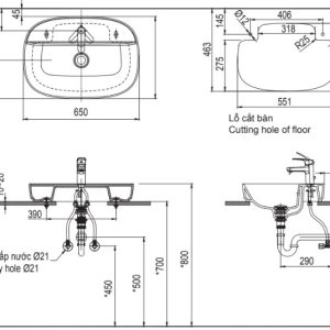 Chậu Rửa Mặt Lavabo Inax AL-345V Bán Âm Aqua Ceramic - ảnh 3