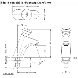Vòi chậu lạnh ngắt nước tự động INAX LFV-P02B (LFVP02B) cao cấp - ảnh 2