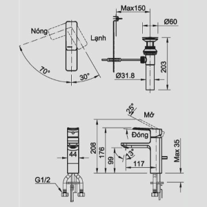 Vòi Chậu Lavabo Inax LFV-5012S Nóng Lạnh - ảnh 3