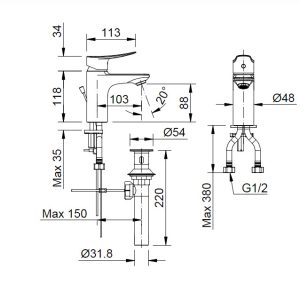 Vòi Chậu Lavabo Inax LFV-502S Nóng Lạnh - ảnh 2