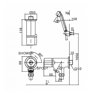 Vòi hoa sen lạnh INAX BFV-10-1C tay sen Massage (BFV101C) - ảnh 2