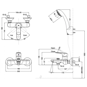 Vòi hoa sen nóng lạnh INAX BFV-1403S-8C tay sen tăng áp - ảnh 2