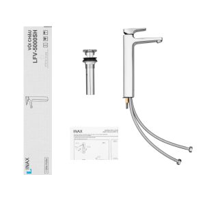 Vòi Lavabo Để Bàn Inax LFV-5000SH Cổ Cao Nóng Lạnh - ảnh 2