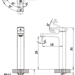 Vòi Lavabo Để Bàn Inax LFV-5000SH Cổ Cao Nóng Lạnh - ảnh 3
