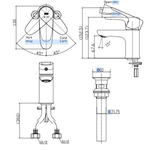 Vòi Lavabo Inax LFV-1112S Nóng Lạnh Cao Cấp - ảnh 3
