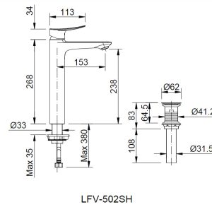 Vòi Lavabo Inax LFV-502SH Đặt Bàn Nóng Lạnh - ảnh 2
