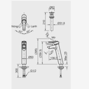 Vòi Lavabo Inax LFV-6012SH Đặt Bàn Nóng Lạnh - ảnh 2