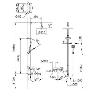 Vòi Sen Cây Inax BFV-50S-5C Nóng Lạnh - ảnh 2