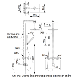 Vòi sen tắm âm tường INAX BFV-81SEHC nóng lạnh bát sen trần - ảnh 2