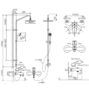 Vòi sen tắm cây INAX BFV-1115S-3C nóng lạnh 5 chế độ - ảnh 2