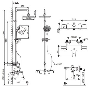 Vòi sen tắm cây INAX BFV-3415T-9C nhiệt độ tay sen 5 chế độ - ảnh 2