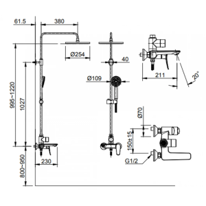 Vòi sen tắm cây INAX BFV-515S nóng lạnh cao cấp - ảnh 2