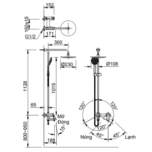 Vòi sen tắm cây INAX BFV-915S nóng lạnh củ sen cách điệu - ảnh 2