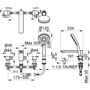 Vòi sen tắm gắn bồn INAX BFV-5013S nóng lạnh cao cấp - ảnh 2