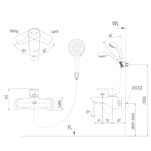 Vòi sen tắm INAX BFV-213S-1C nóng lạnh cao cấp - ảnh 2