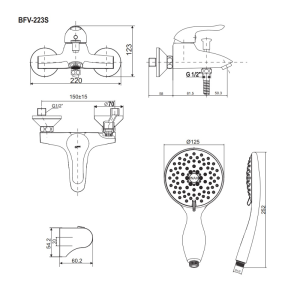 Vòi sen tắm INAX BFV-223S nóng lạnh tay sen Massage - ảnh 2