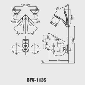 Vòi sen tắm nóng lạnh INAX BFV-113S tay sen massage (BFV-113S) - ảnh 2