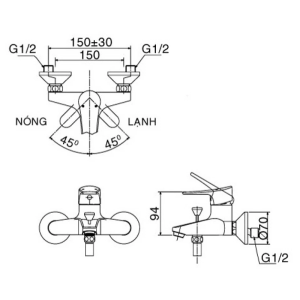 Vòi sen tắm nước nóng lạnh INAX BFV-1003S-2C - ảnh 2