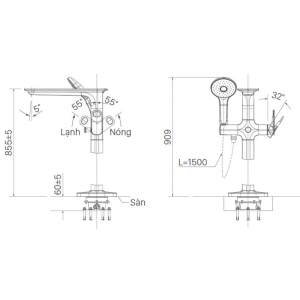 Vòi sen xả bồn tắm INAX BFV-656S đặt sàn đẳng cấp - ảnh 2